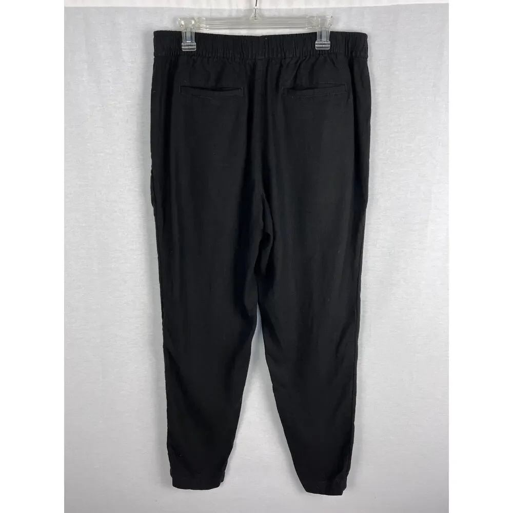 Old Navy Pants High Rise Straight Linen Black Boho Chic Summer Beachy Vacation